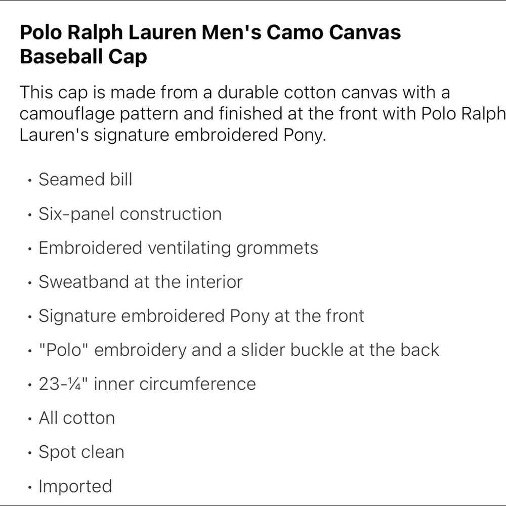 Mens POLO RL Camo Canvas Cap - Picture 6 of 8